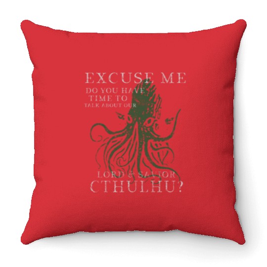 Lord & Savior Cthulhu Funny Lovecraft Vintage Throw Pillows