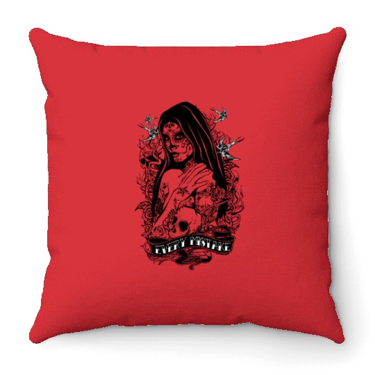 Santa Muerte Holy Woman Skull Mexico Dead Saint Throw Pillows