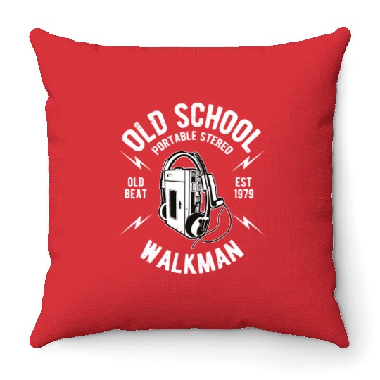 Old School Walkman Throw Pillows
