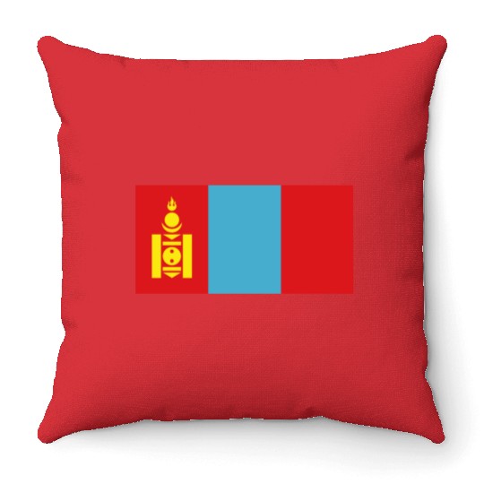 flag mongolia Throw Pillows