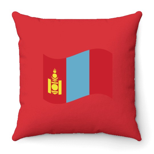 flag mongolia Throw Pillows