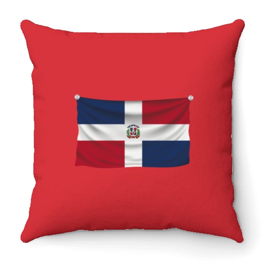 flag dominican republic Throw Pillows