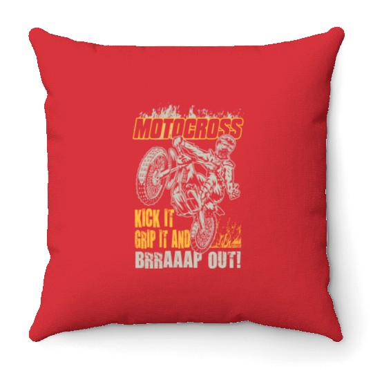 Motocross Kick It Stunt Throw Pillows