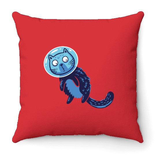 Space cat Throw Pillows