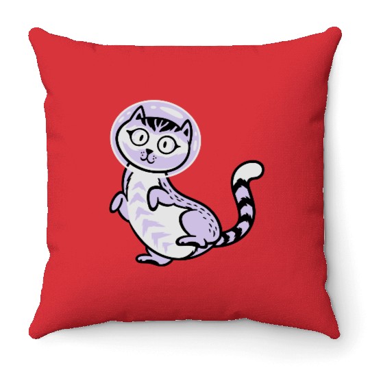 Space cat Throw Pillows