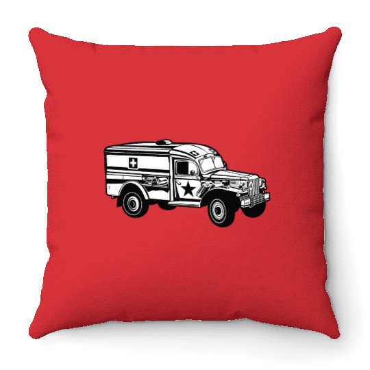 US army ambulance Throw Pillows