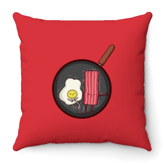 BACON X EGG FRYPAN Throw Pillows