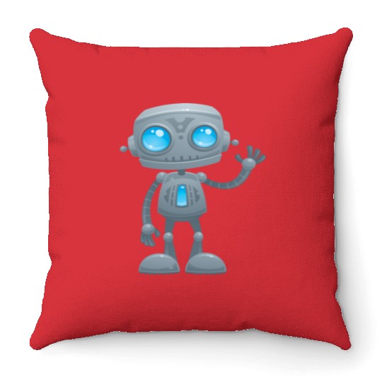 Waving Robot Throw Pillows