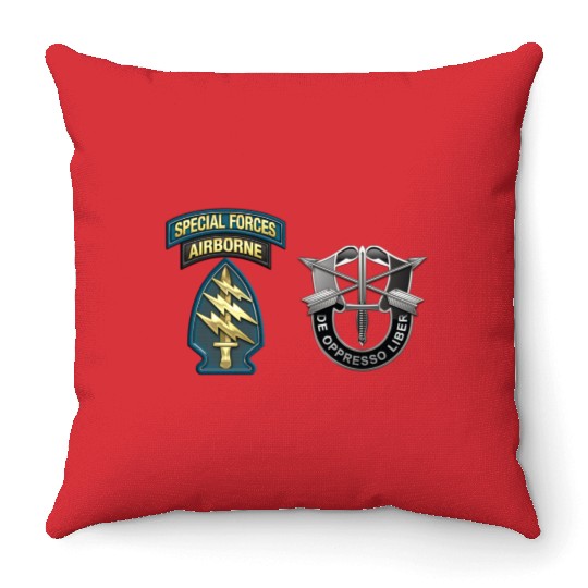 U S Army Special Forces Green Berets SSI DUI Throw Pillows