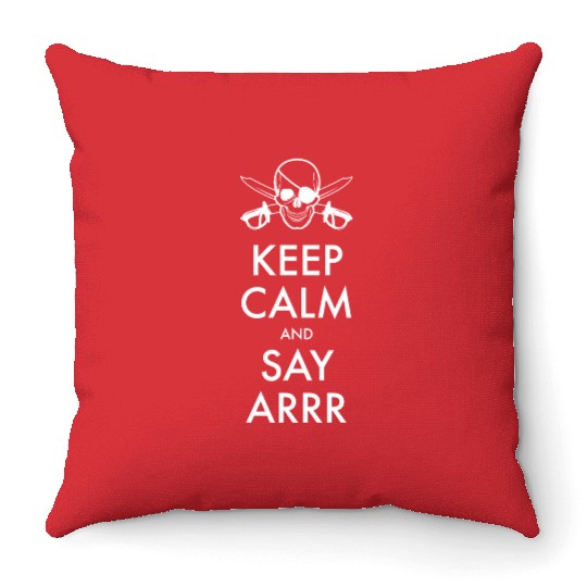 keep calm pirate Throw Pillows