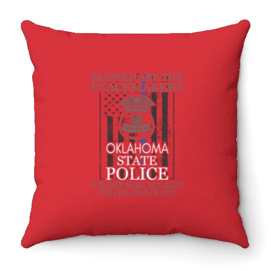 Oklahoma Highway Patrol Saint Michael Police Prayer Throw Pillows