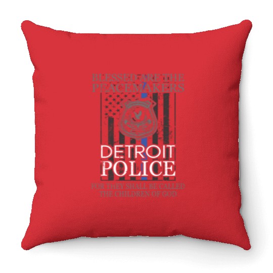 Detroit Police Support Saint Michael Police Officer Prayer Throw Pillows