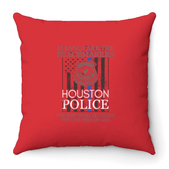 Houston Police Support Saint Michael Police Officer Prayer Throw Pillows