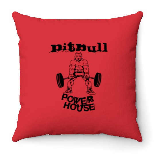 Pitbull Powerhouse Bodybuilding Workout Gym Throw Pillows