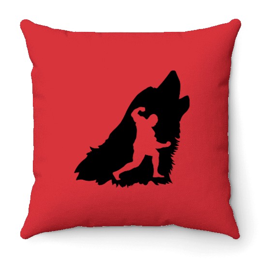 wolf body builder Throw Pillows