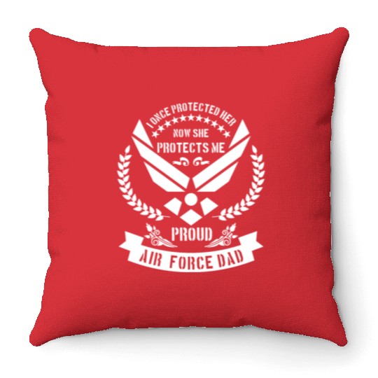 Proud Air Force Dad - USA military Throw Pillows