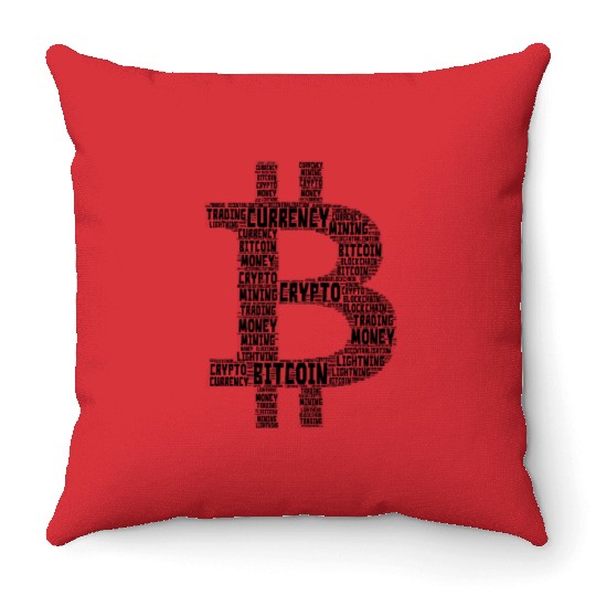 Bitcoin Word Art Throw Pillows