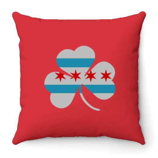 Irish Chicago Flag Shamrock Throw Pillows