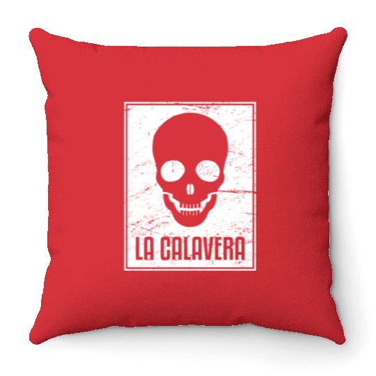 La Calavera | Loteria Mexican Tarot Card Throw Pillows
