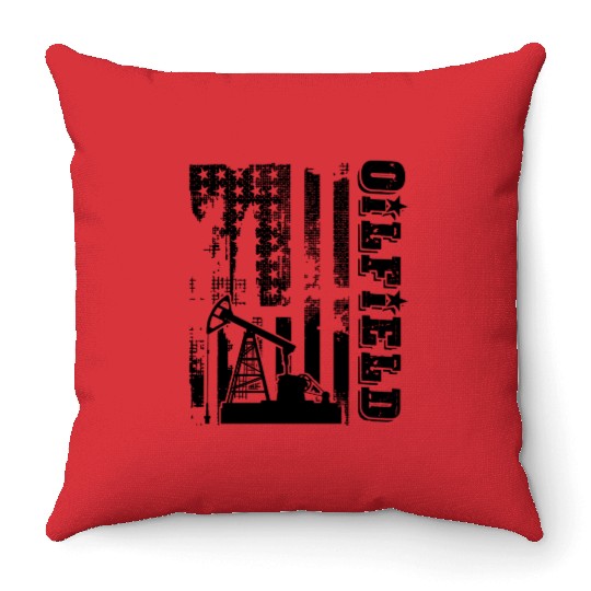 Oilfield Throw Pillows - Oilfield Flag Throw Pillows