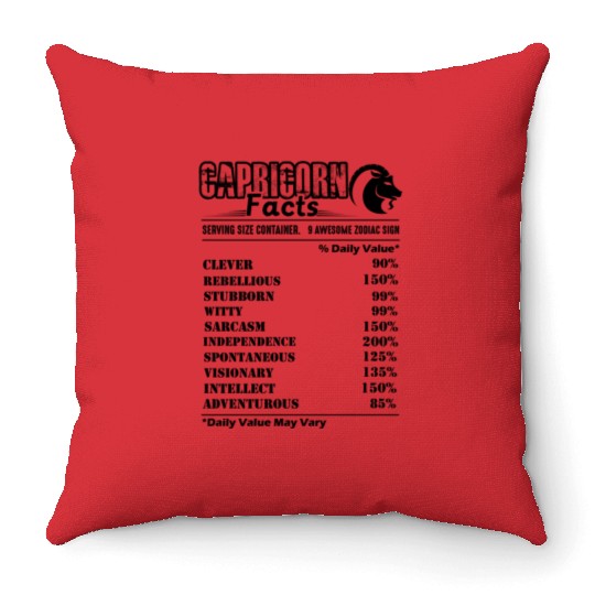 Capricorn Throw Pillows - Capricorn Facts Throw Pillows