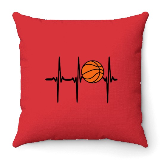 Heart Beat Basketball Throw Pillows