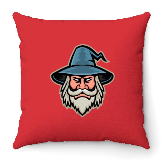Wizard Head Mascot Throw Pillows