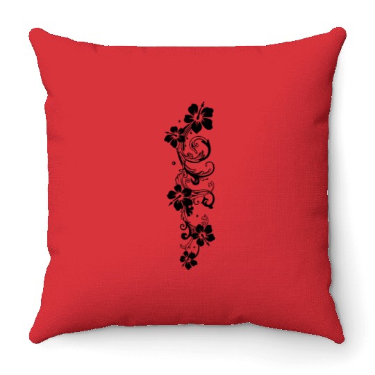 Tendril with hibiscus, hibiscus flowers Throw Pillows