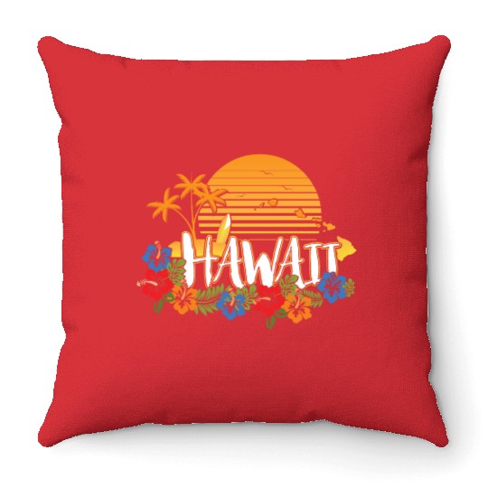 Hawaiishirt men & woman, vintage style, islands Throw Pillows