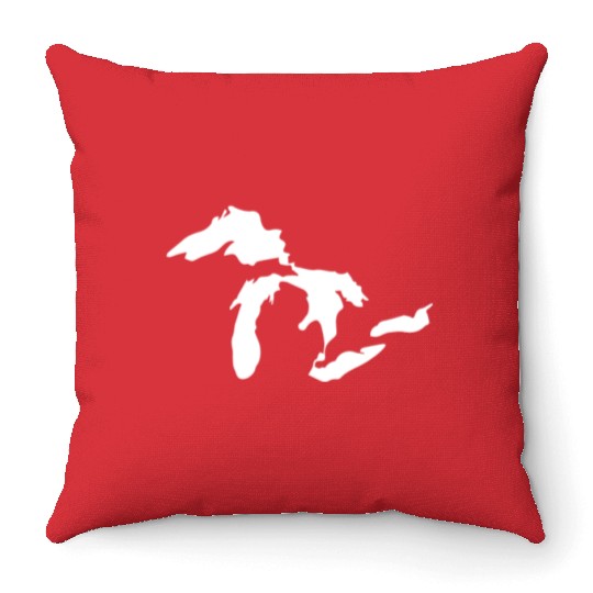 Great lakes white Throw Pillows