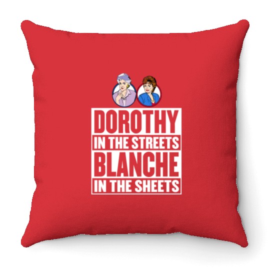 Dorothy in the street blanche in the sheet Throw Pillows
