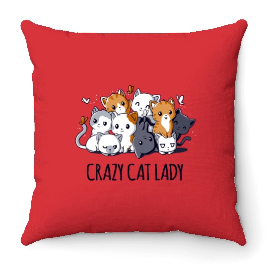 Crazy Cat Lady Throw Pillows