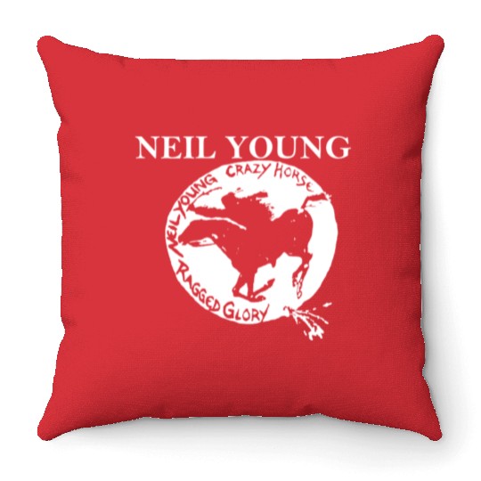 Neil Young Crazy Horse Unisex Retro Rock Horse Throw Pillows