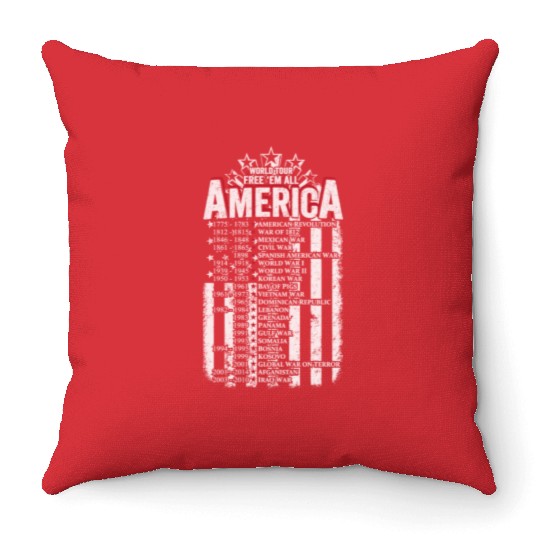 Veteran - World tour free em all America Throw Pillows