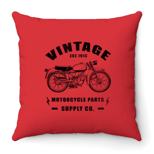 Vintage Classic Motorcycle Throw Pillows