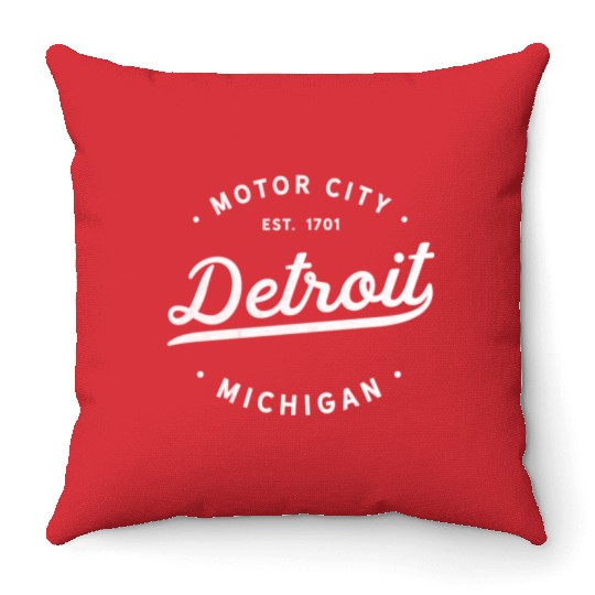 Detroit Michigan Motor City Classic Vintage Retro Throw Pillows