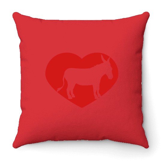 i love love heart donkey horse pony small packelse Throw Pillows