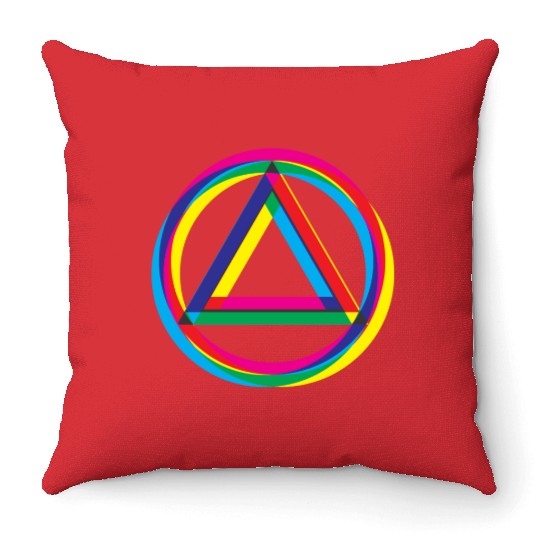 Recovery Logo Triangle and Circle Shifted Colors Throw Pillows