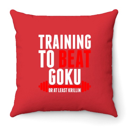 Training To Beat Goku Throw Pillows