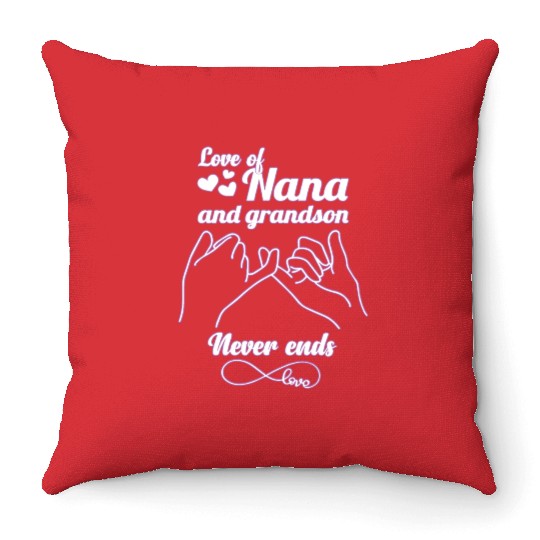 love of nana and grandson never end mother grandma Throw Pillows