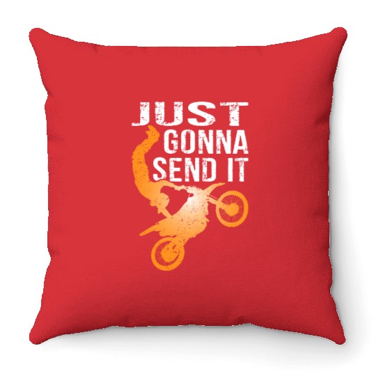 Just Gonna Send It Bike Throw Pillows