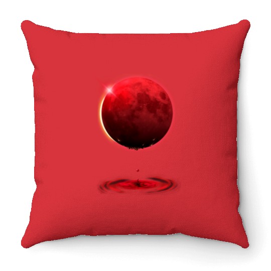 Vampire werewolf blood red moon eclipse Throw Pillows