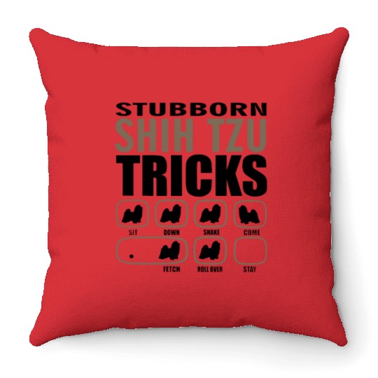 stubborn shih tzu tricks husky Throw Pillows