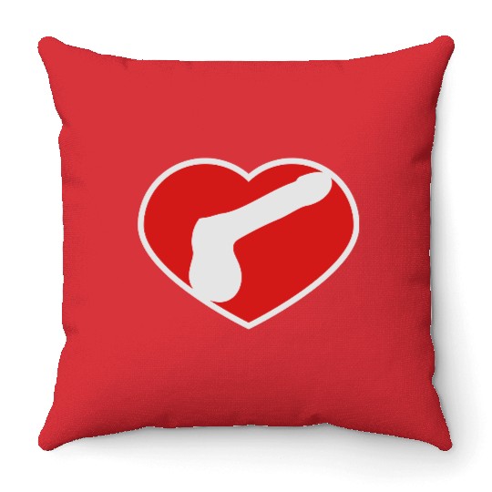 logo i love heart gay gay cock lover penis big man Throw Pillows