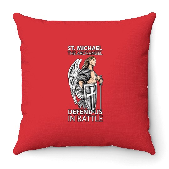 St Michael the Archangel Saints Angel Catholic Throw Pillows