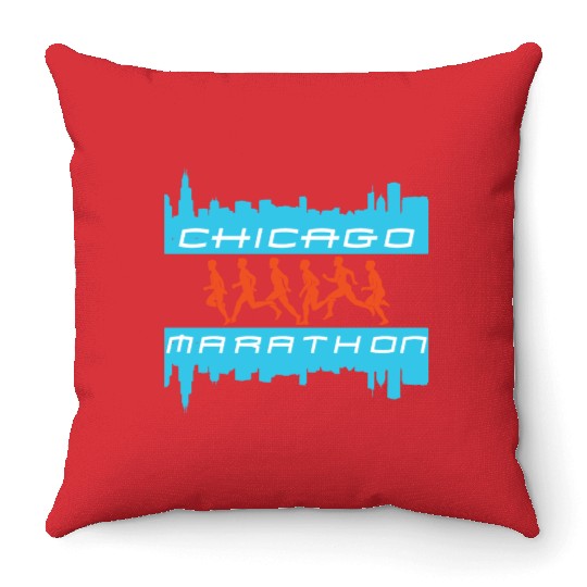 chicago marathon 5 Throw Pillows