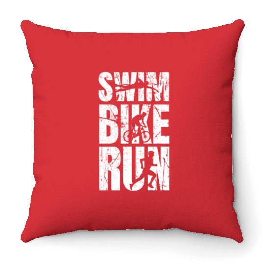 swim run bike Triathlete Triathlon Gift Throw Pillows