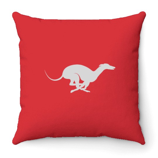 Light Grey Running Greyhound X Racer Track Dog Throw Pillows