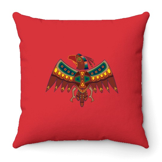 Native American Zodiac Falcon-3 (Aries) Throw Pillows