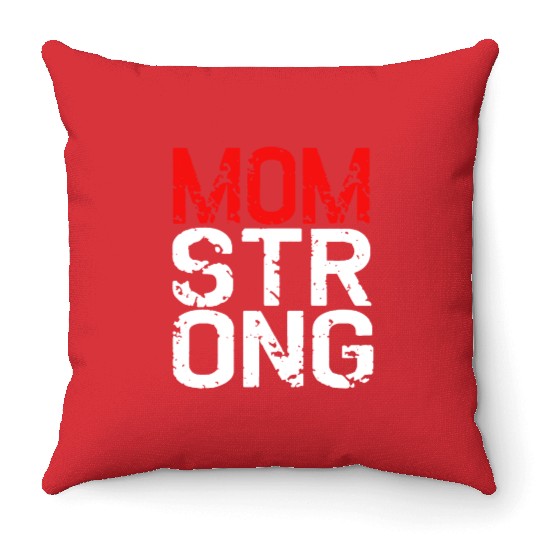 MOM STRONG WOMEN RACERBACK Throw Pillows CROSSFIT FLEX
